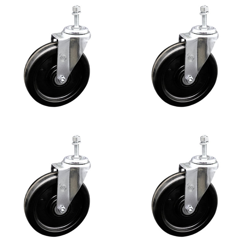3/8 Inch Threaded Stem Caster Set 2 Brakes SCC