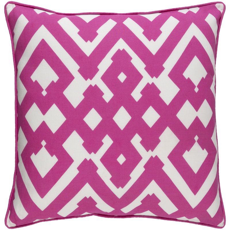 Belford Geometric Linen Throw Pillow, Hot Pink/Ivory, 20" H x 20" W x 4" D