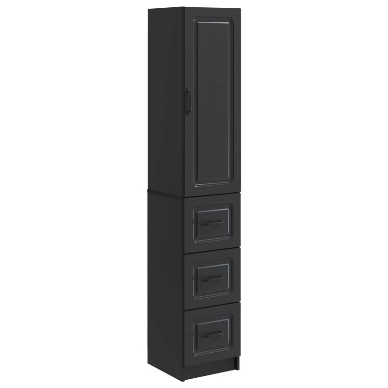 1 -Door 3 -Drawer 2 -Shelf Storage Cabinet, Black