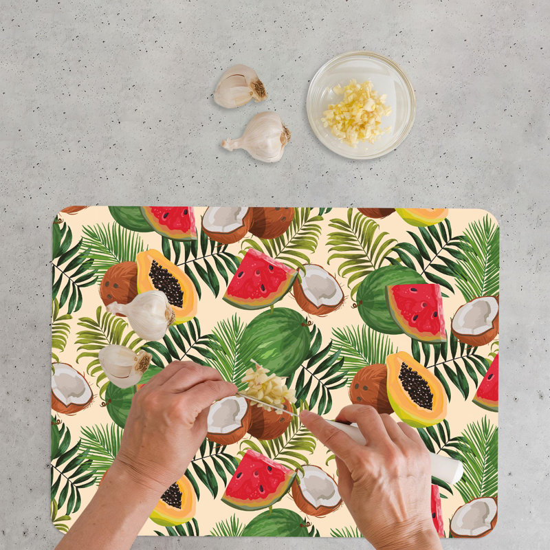 Œuvre en verre d'été à thème de fruits tropicaux représentant un design vibrant de melon d'eau idéal pour la décoration de cuisine moderne