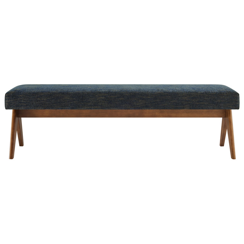 Lyra Fabric Upholstered Bench, 18.50"H x 63"W x 18"D, Azure