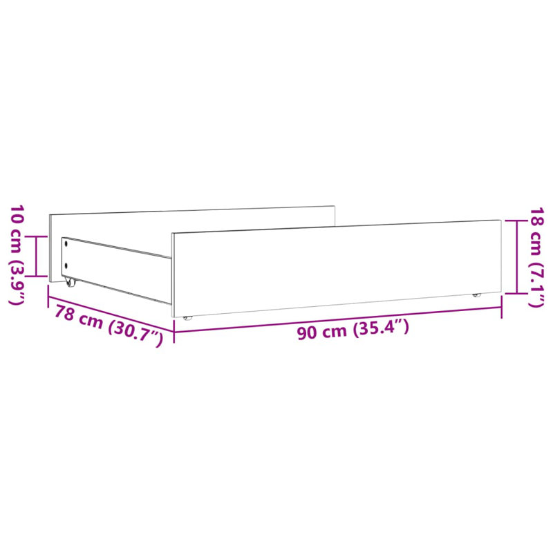Devany Underbed Storage Drawers, 18cm H x 90cm L x 78cm W