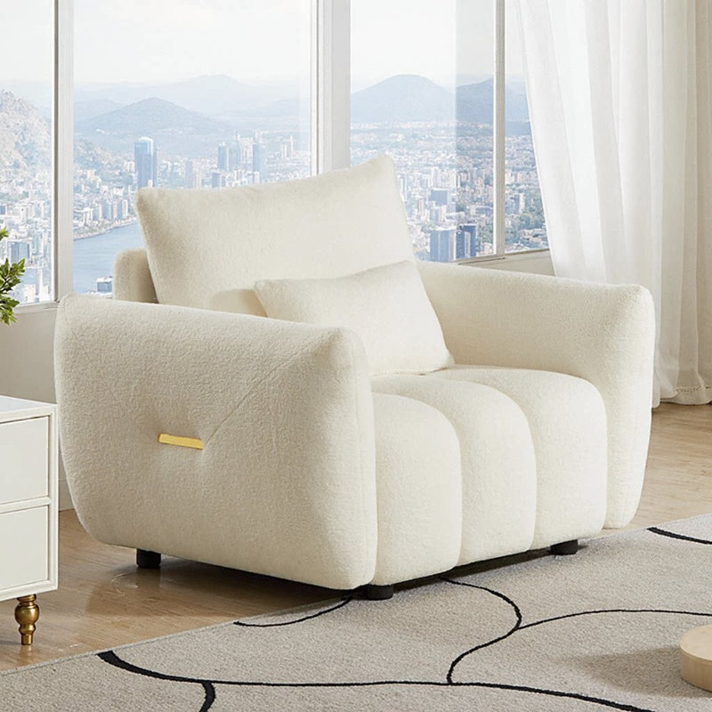 Méridienne de 35 po en tissu Teddy, Beige