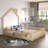 Full Size Wood Platform Bed With Guardrail-114222880
