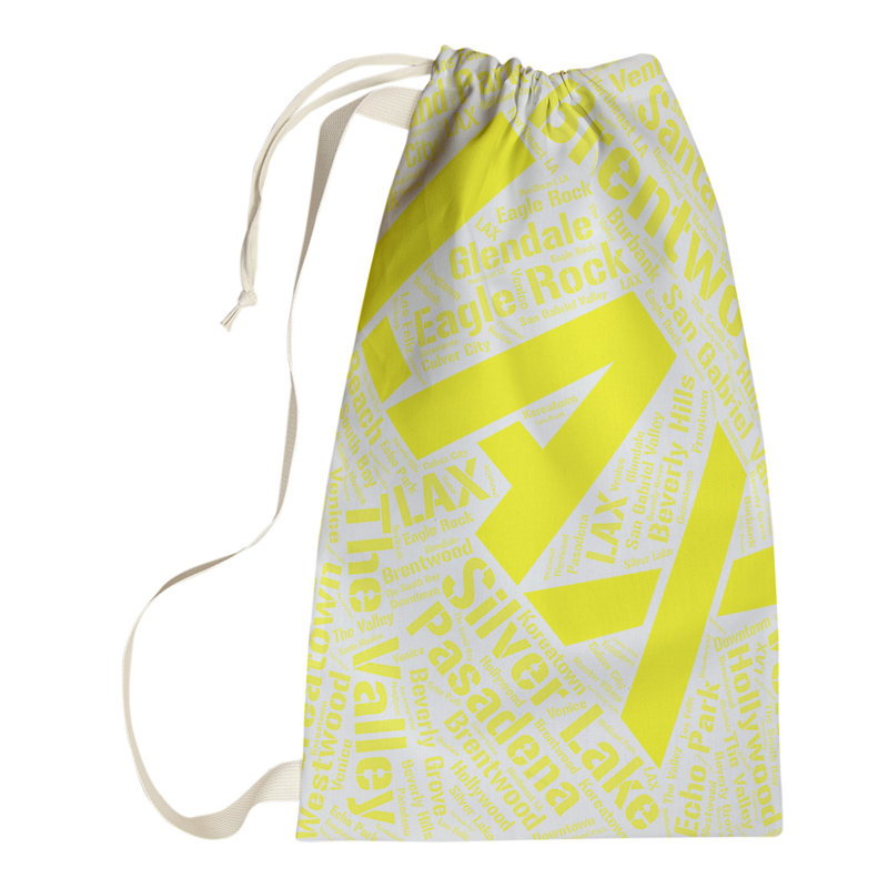 Laundry Hamper with Handles, Small (29" H x 18" W x 1.5" D), Yellow, Los Angeles