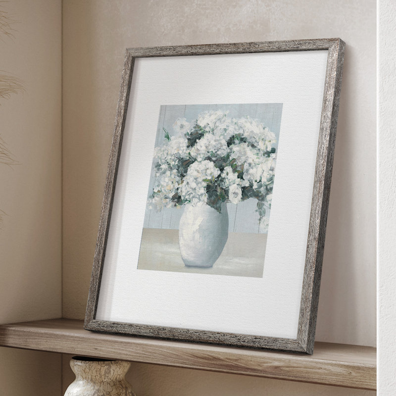 Beach House Hydrangeas Framed Print - Solid Wood 50242, 11" H x 9" W