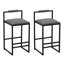 Ensemble de 2 tabourets de bar à hauteur de comptoir avec dossier et pieds en métal modernes sans accoudoirs et chaises rembourrées en polyuréthane gris (avec dossier)-832139412