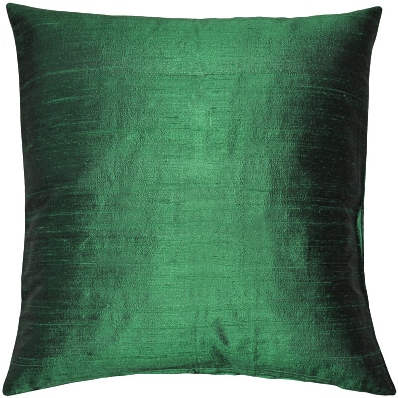 Sankara Silk Throw Pillow, 18" H x 18" W x 5" D, Forest Green