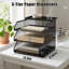 Organisateur de bureau empilable en filet - plateau de documents en métal noir à 3 niveaux avec tablette supérieure - porte-lettres incliné et dossier - support de bureau durable résistant aux marques - 3 couches