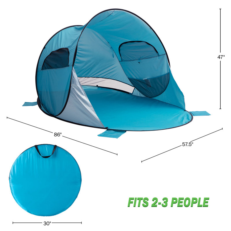 Wakeman Beach Tent Sun Shelter - UPF50+ UV Protection Portable Sun Canopy for Beach Cabana - 2-3 Person Pop Up Beach Tent - Beach Essentials