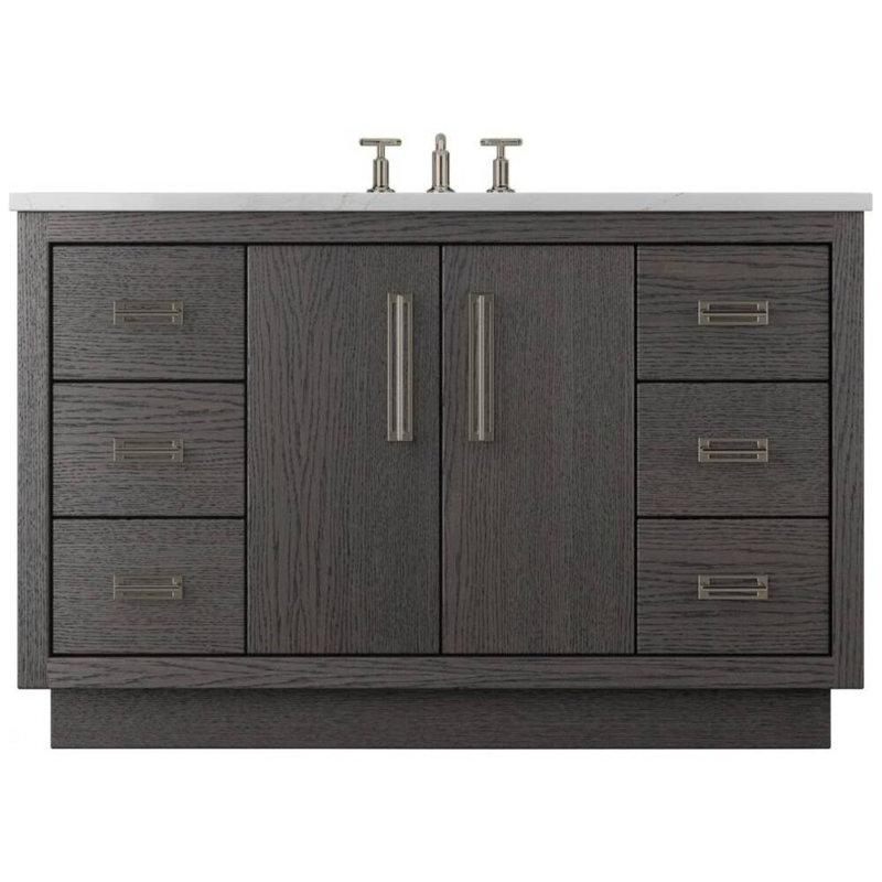 Avalon Single Extra Wide Bath Vanity, 60", Gray Weathered, Satin Nickel