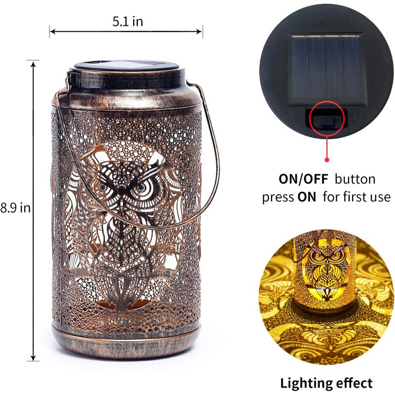9'' Solar Powered Integrated LED Cylinder Lantern