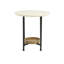Table de bout ovale avec finition blanche et tablette naturelle, base en métal pour table de salon, base, embellissez votre espace