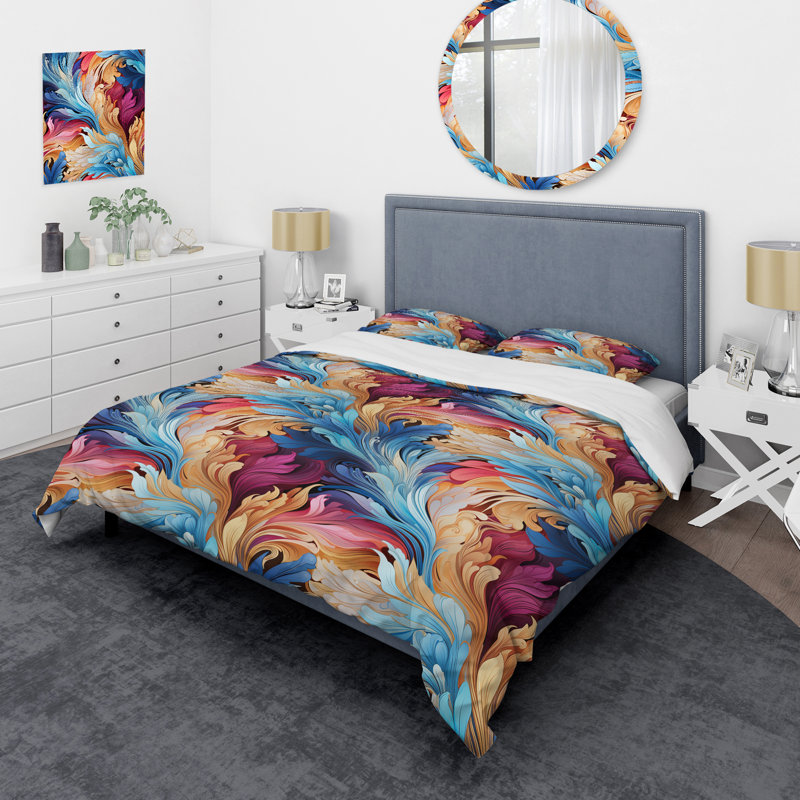 Ensemble de housse de couette Ethno Paisley Harmony Marble Pattern, Housse de couette simple + 1 taie décorative stan