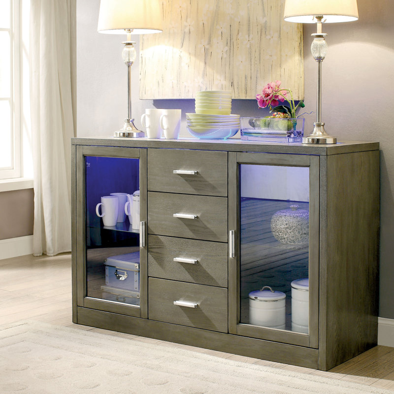 Buffet 4 tiroirs Babli, Gris