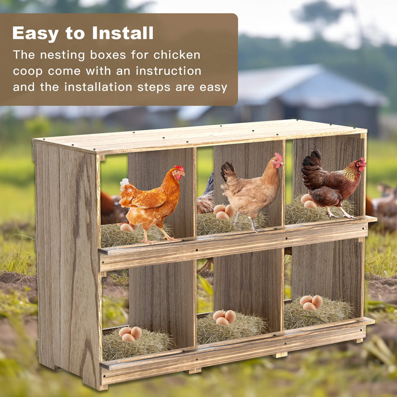 Effrem Chicken Nesting Boxes, Compartment Nest Box Wall Mount for Chickens, Easy Egg Collection, 26.4"H x 35.43"W x 13.77"D