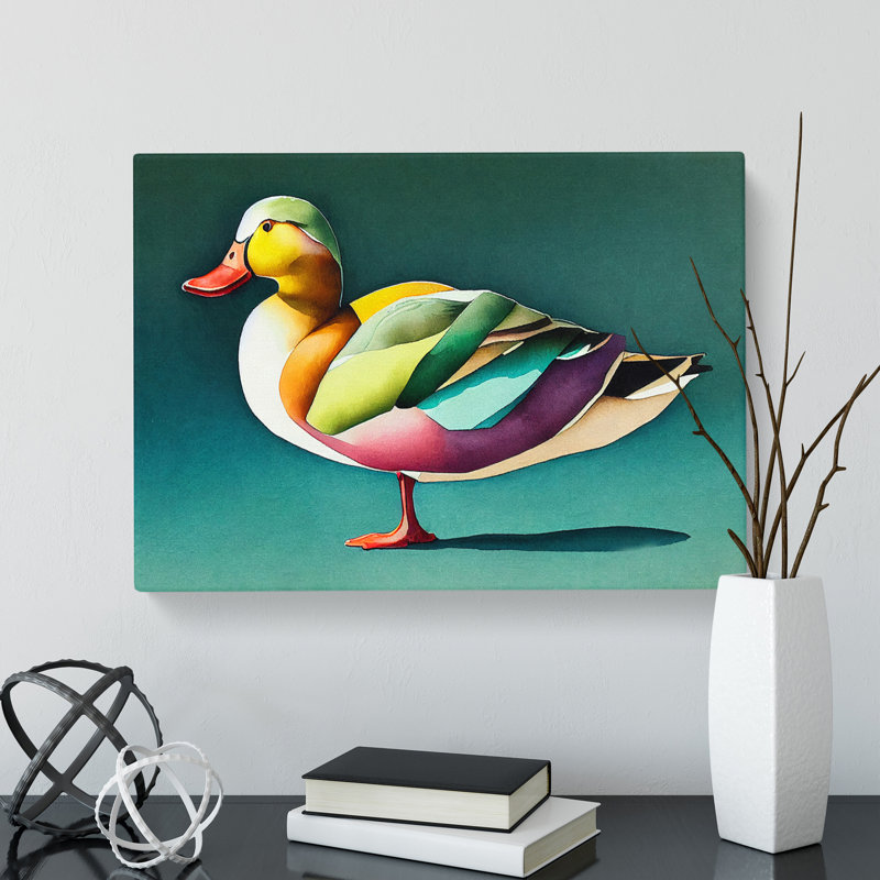 Duck in Watercolour Vol.1 - Wrapped Canvas, 50cm H x 76cm W