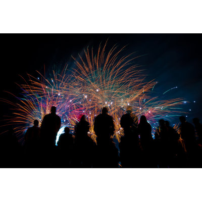 " Fireworks With Silhouetted People " by Deymos