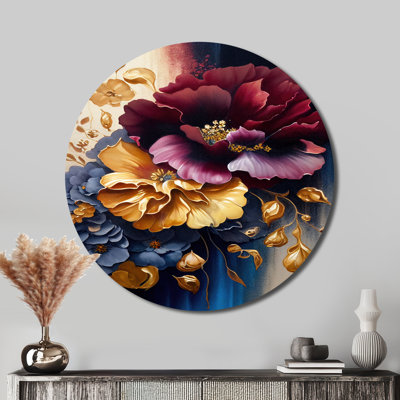 Mellery - Floral Round Metal Art