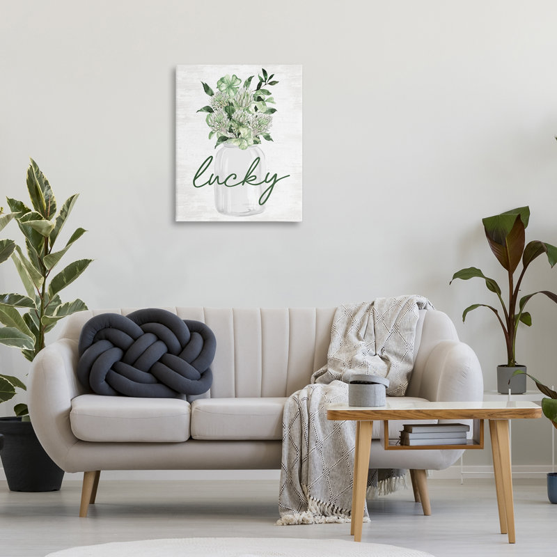 "Lucky Spring Shamrocks", art mural sur toile par lettré et doublé, H 30 po x l 24 po