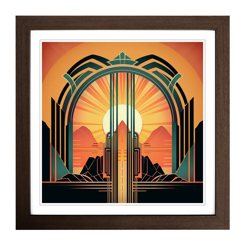 Sunrise Art Deco No.13 - Framed Print, Walnut