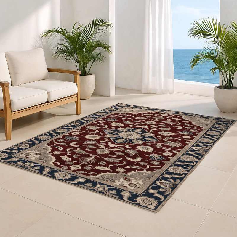 Tapis d'intérieur et d'extérieur noir Persian, Rectangle 4pi x 6 pi