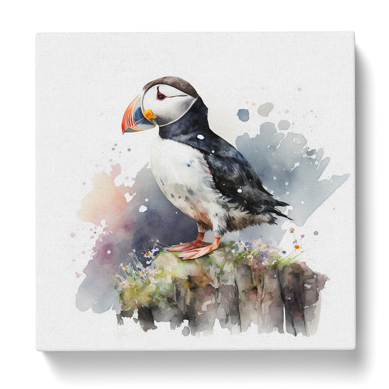 Puffin Watercolour - Wrapped Canvas, 35cm H x 35cm W x 3cm D