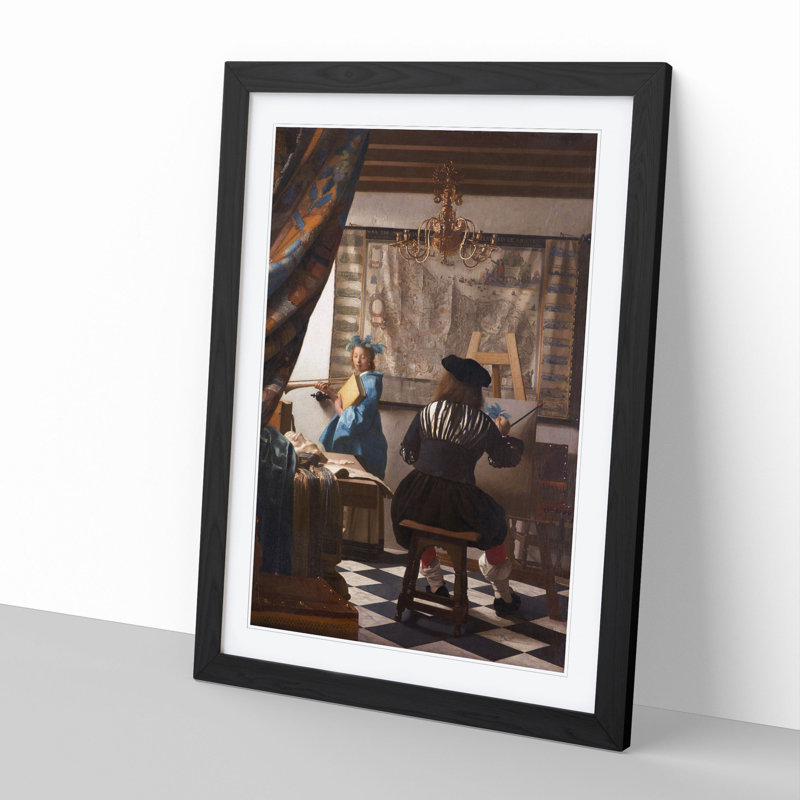 The Art by Johannes Vermeer - Picture Frame Painting, Black, 65cm H x 48cm W x 2cm D