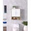 Armoire murale de salle de bain avec porte double, tablette inférieure, portes à motifs ondulées, tablette intérieure réglable, installation facile, bois blanc et naturel