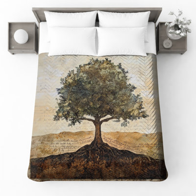 Tree With Roots Bedding Nature Bedspread Landscape