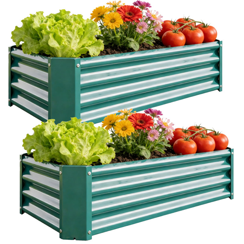 8x4 Ft Galvanized Steel Raised Garden Bed Kit - 1ft High, Outdoor Metal Planter Box for Vegetables, Herbs, Flowers & Plants | Easy Assembly, Rust-Resistant, Durable，set of 5