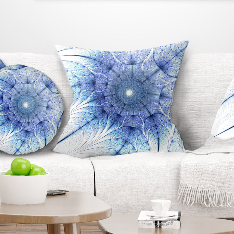 Coussin abstrait fleur abstraite symétrique, 16 po x 16 po, Coussin décoratif