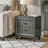 Grayson 27" W 2-Drawer Nightstand with Dual USB Charging Station, Crystal Trim & Turned Feet