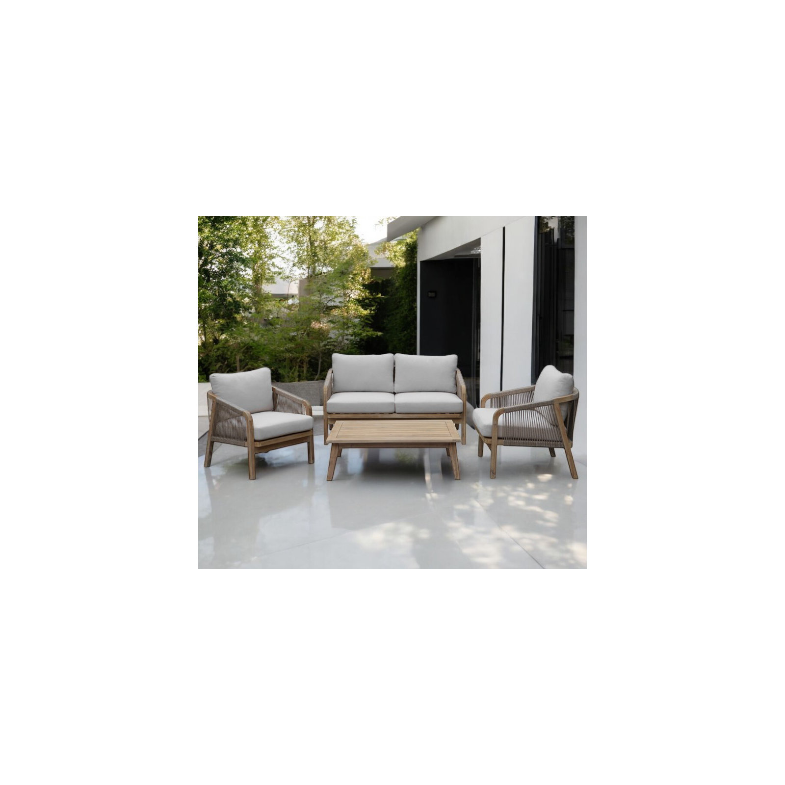 Naila Acacia 4 - Person Patio Conversation Set with Cushions, Beige