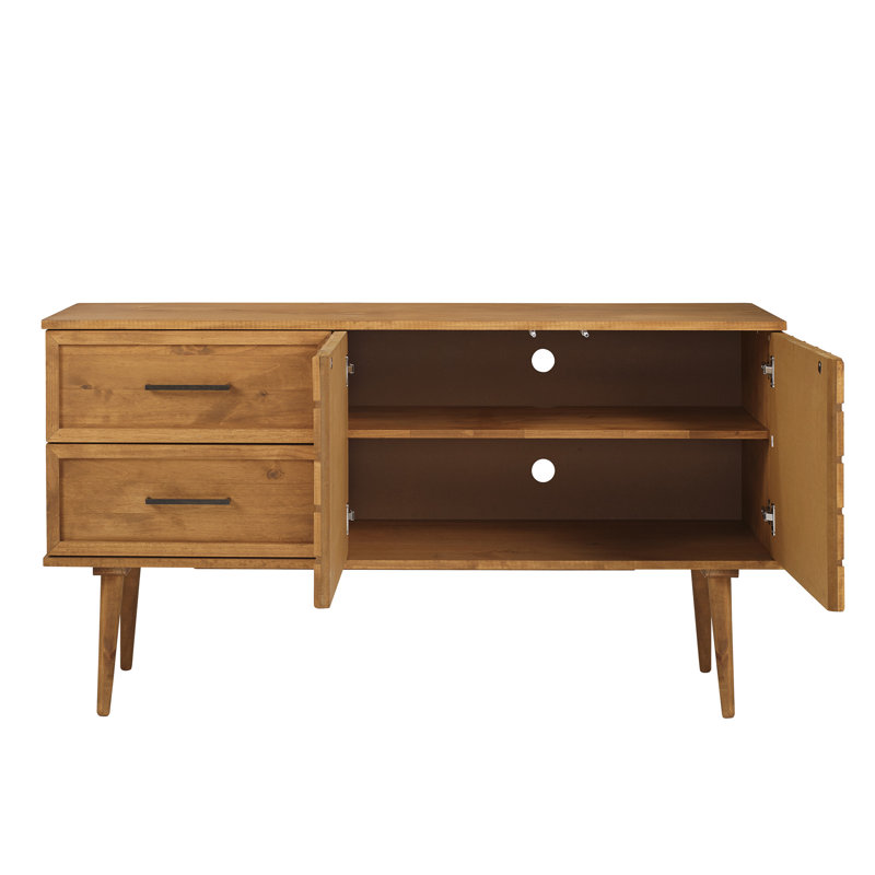 Roisin 58" 2-Door Geometric Detail Solid Wood Sideboard, Caramel