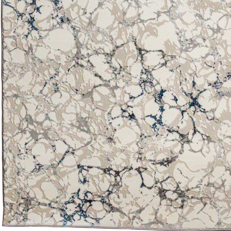 Fynton 1240 Blue Abstract Modern Area Rug, Runner 2'2" x 7'7"