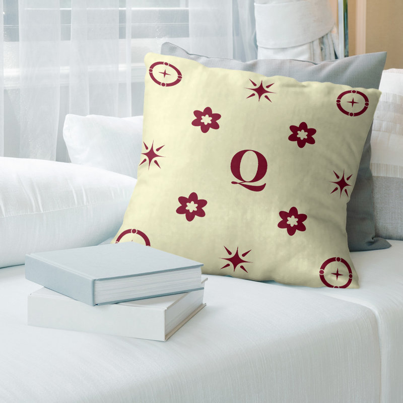 Coussin en polyester Spun, Crème / rouge, Oui
