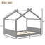 Lits en bois massif durable, forme de maison grise, refuge fantaisiste pour enfant