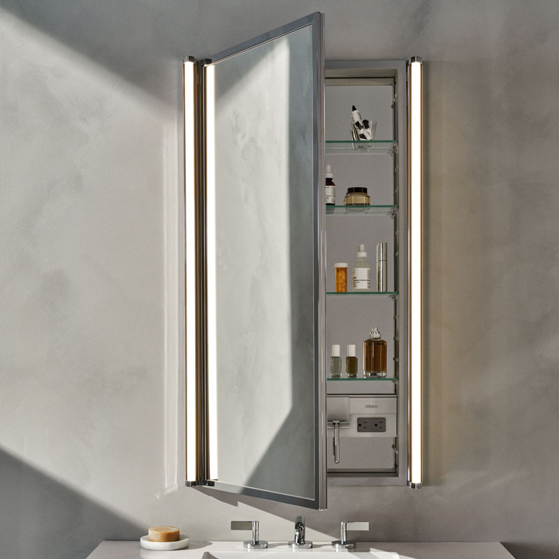 Profiles Polished Edge Reversible Medicine Cabinet, 39.38" H x 23.25" W x 6" D, Matte Gold