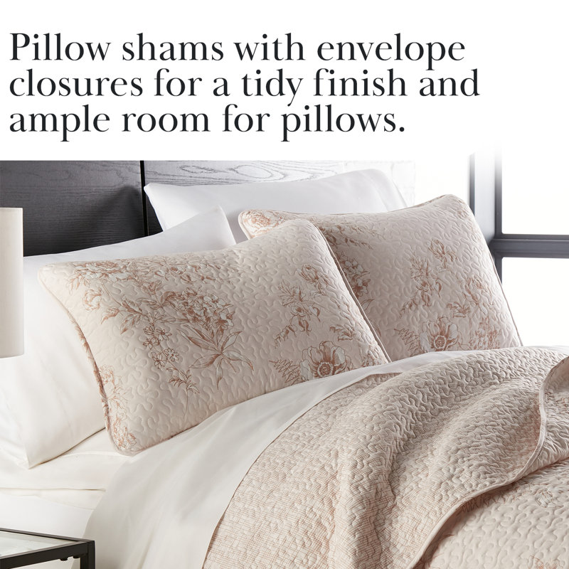 Harmony Collection Microfiber Reversible Quilt Set, King Quilt + 2 King Shams, Taupe