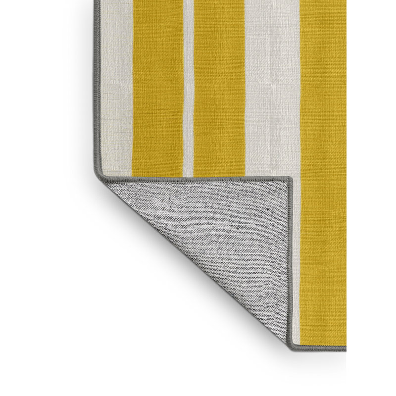 Tapis gris à rayures horizontales lavable à la machine, Rectangle 7 pi x 9 pi