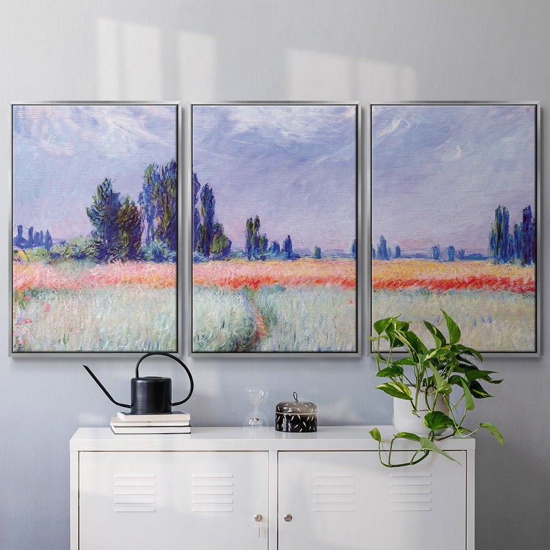 The Wheat Field, 1881, reproduction sur toile 3 pièces, H 24 po x l 48 po, Encadrement argenté