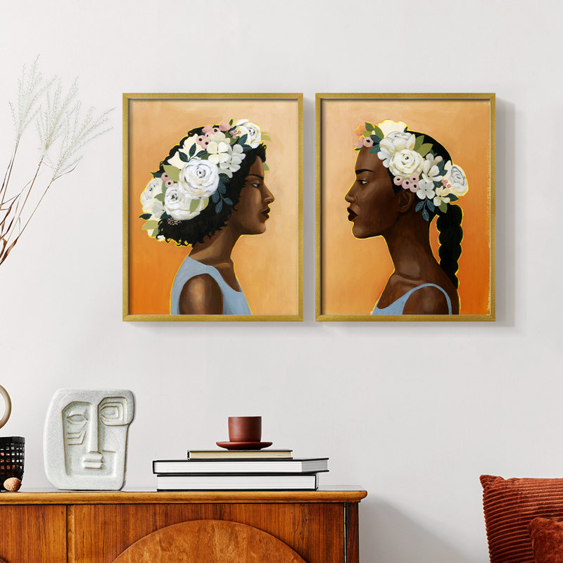 Reproduction encadrée Modern Laurel I-Premium - prête à être accrochée - aucun clou requis - aucun clou requis, Doré