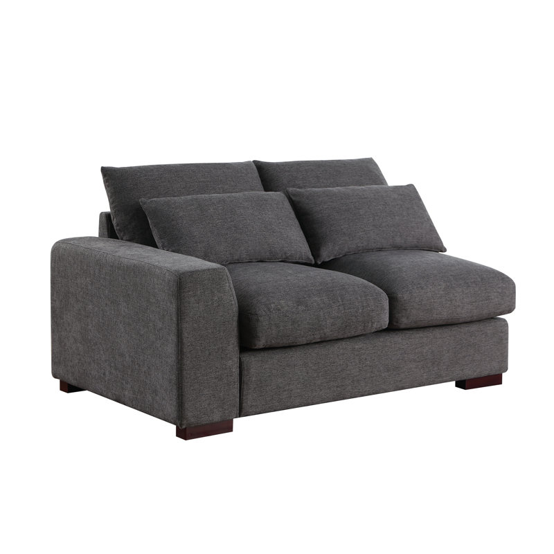 Tatman Linen Blend Sectional with 2 Ottomans