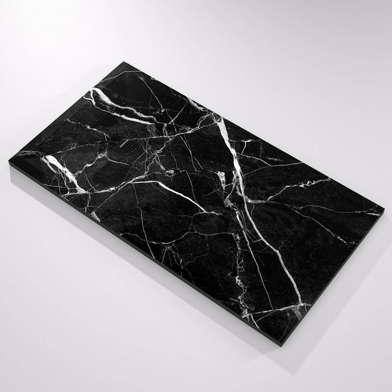 32'' W 32'' D Rectangular Single Shower Base, Black Marble