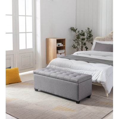 Banc de rangement rembourré en tissu Bacca