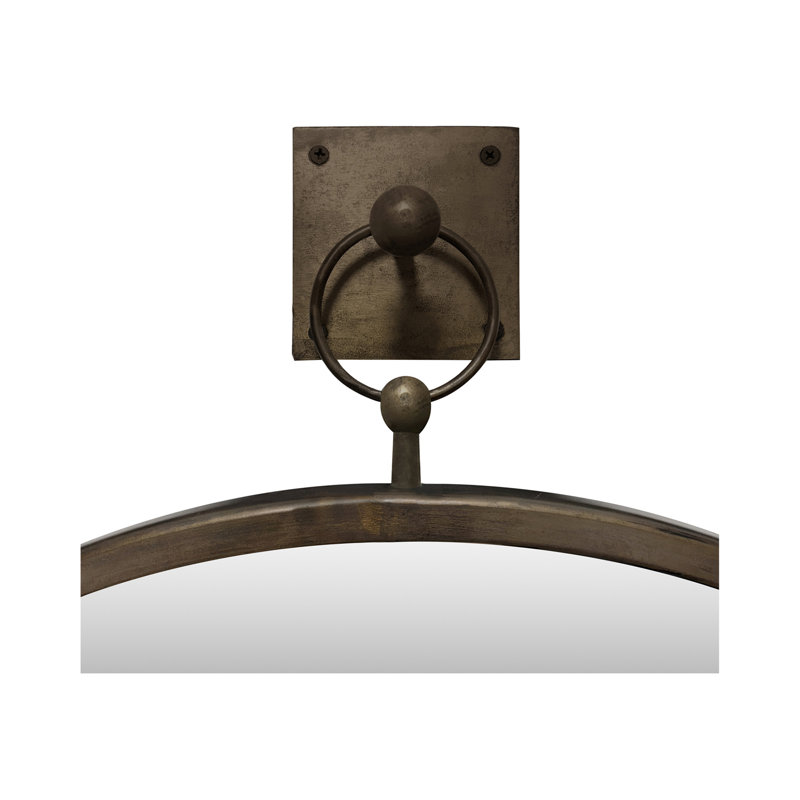 Miroir, rond, cadre en fer, panneau arrière en panneau de fibres à densité moyenne, profil transitionnel Heritage, laiton vieilli