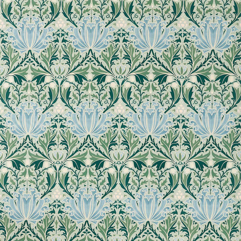 Morris & Friends Fabrics Helena Fabric, Peach/Teal