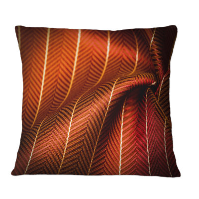 Design Art Ruby Red Fabric With Gold Line Iii - Patterned Printed Throw Pillow