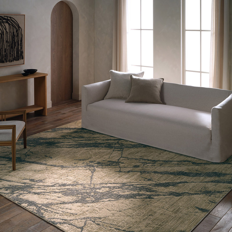 Tapis brun clair à motif abstrait Mollett, Rectangle 6 pi x 9 pi 3 po